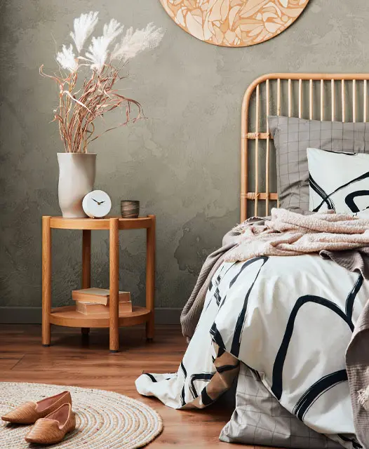 Bedroom with microcement wall